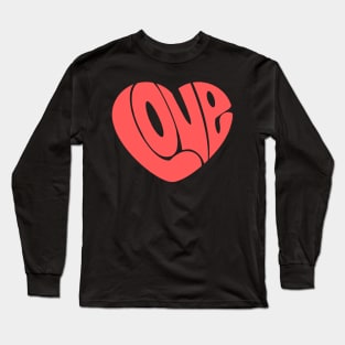 Love word in a heart shape simple cute design for valentines day red Long Sleeve T-Shirt